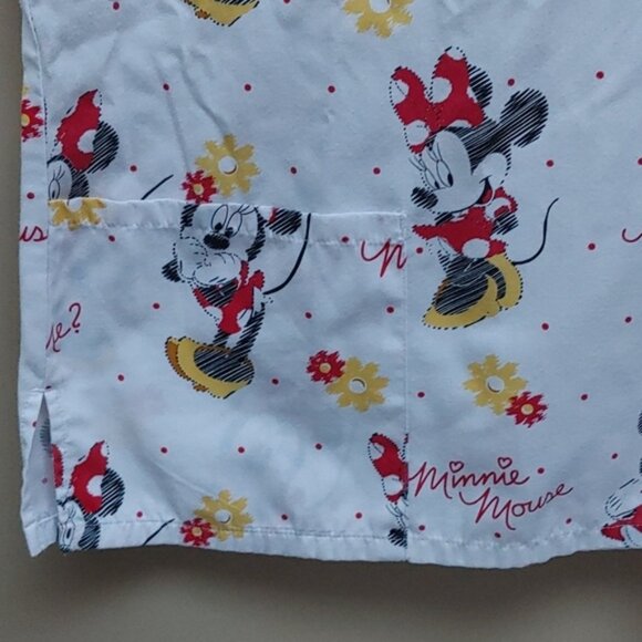 DISNEY Minnie Mouse nurse scrubs top white red yellow gray short sleeve … - Picture 5 of 8